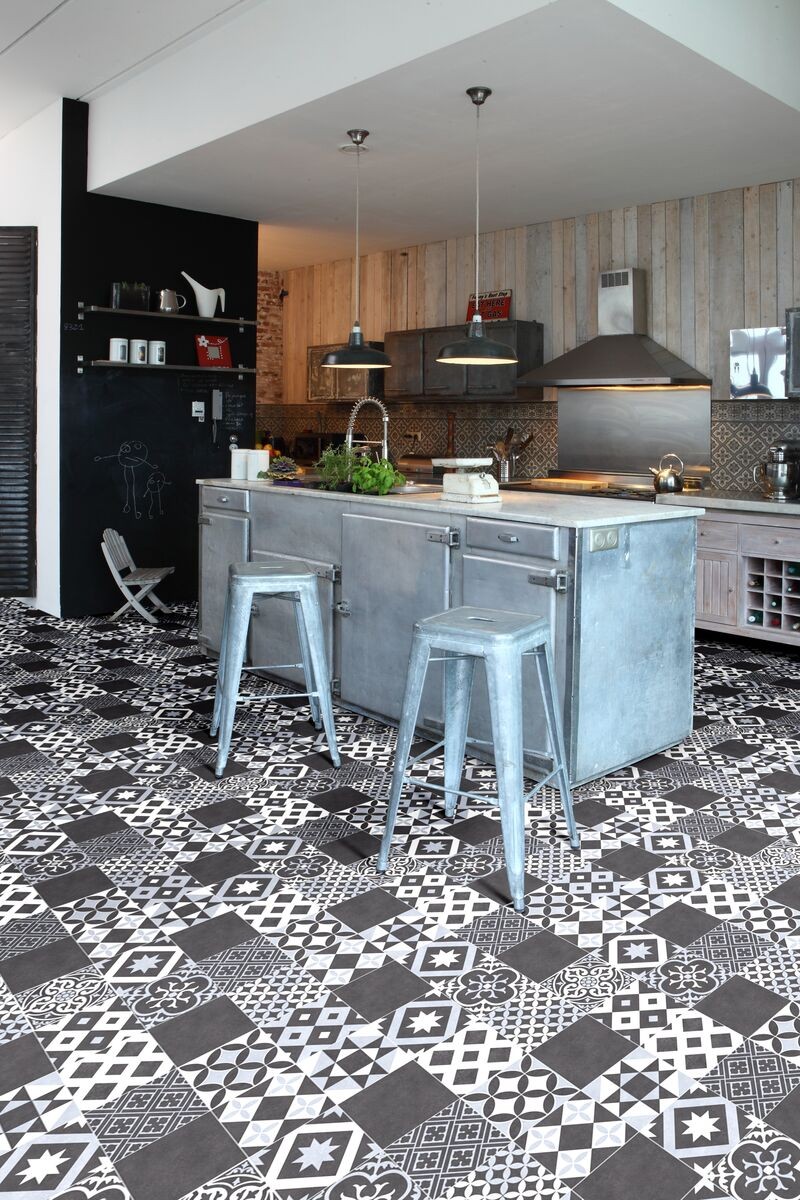 Beige Rustic Tile Effect Vinyl Flooring Kitchen Bathroom Cushioned Lino 2m  3m 4m