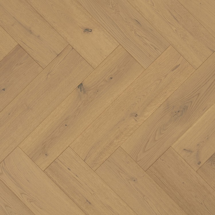 Heartwood Oak Herringbone Creme Brushed and Matt Lacquered
