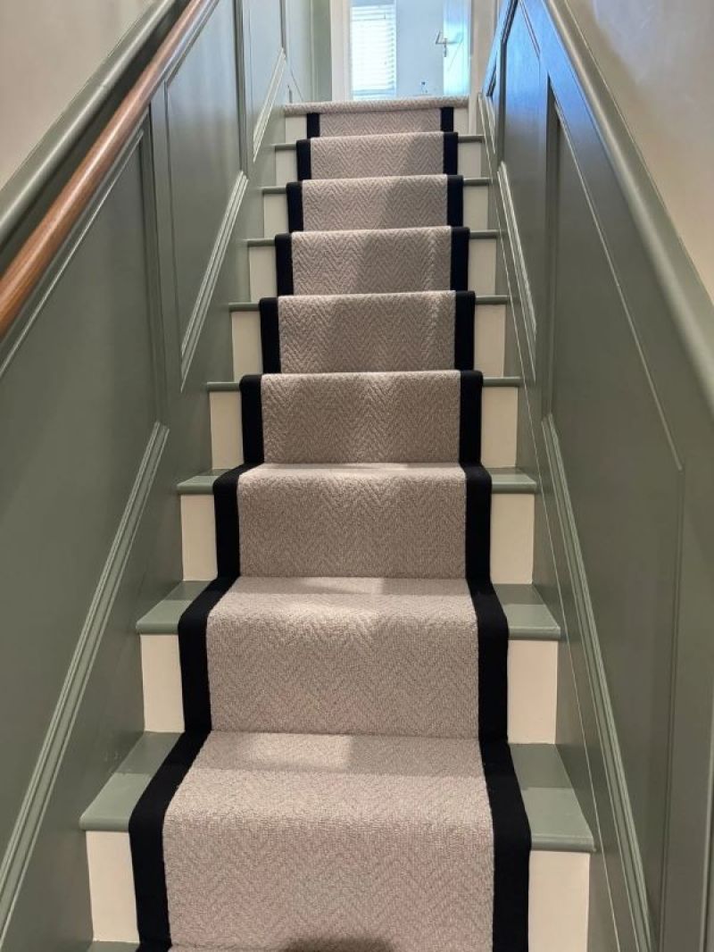 Rosehill Silver Birch Herringbone with Black Tape Edging