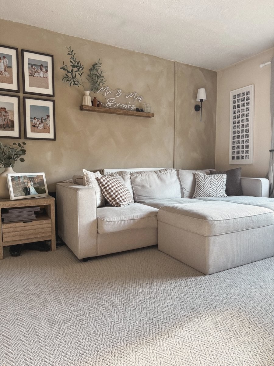 Firefly - Sand Chevron Beige Living Room