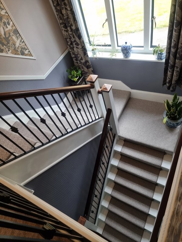 Mix and Match - Pewter Chevron Brown Stairs